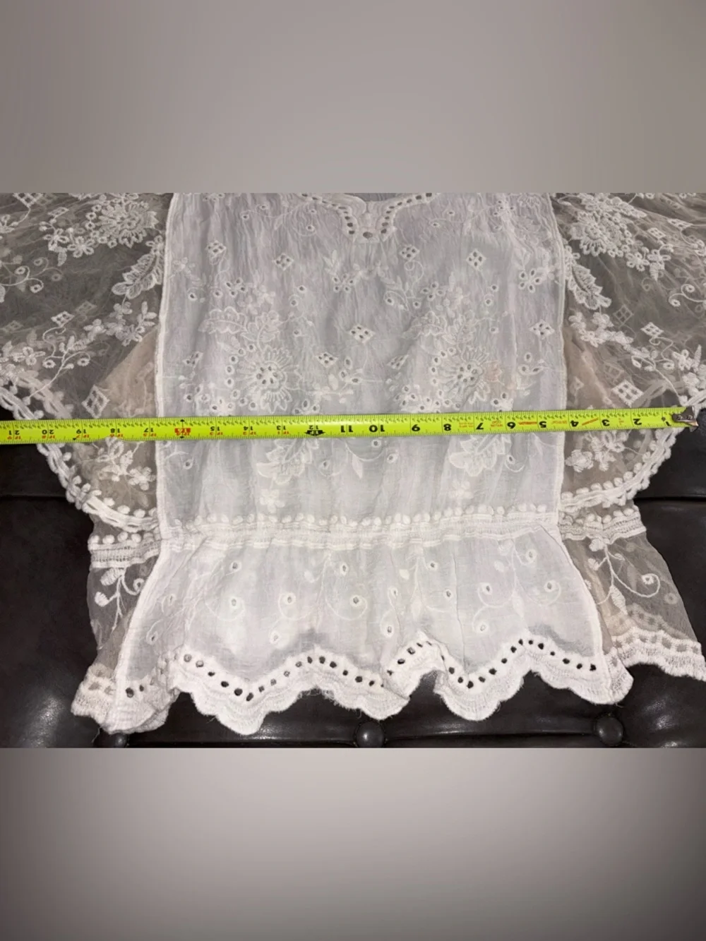 Natura White Lace Embroidered Cotton Top Boho Sheer Floral Size S/M - Picture 7 of 7
